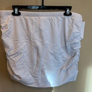 White Ruched Swim Skirt